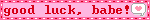 Good Luck, Babe! Heart Message Pink Blinkie